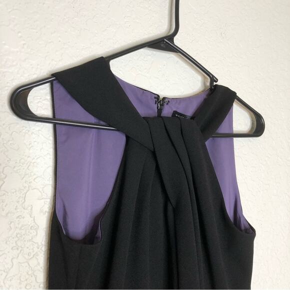 WHBM black twisted collar houndstooth skirt sleeveless sheath dress size 2 NWT - Picture 3 of 15